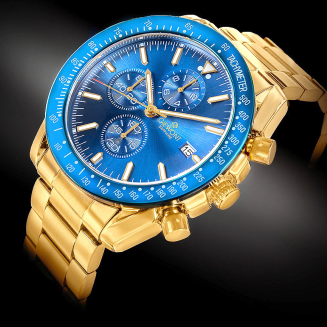 Zegarek Męski Giewont Chronograph Sapphire Złoto Niebieski GW8720-B6 - 2