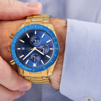 Zegarek Męski Giewont Chronograph Sapphire Złoto Niebieski GW8720-B6 - 4