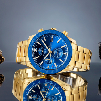 Zegarek Męski Giewont Chronograph Sapphire Złoto Niebieski GW8720-B6 - 5