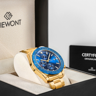 Zegarek Męski Giewont Chronograph Sapphire Złoto Niebieski GW8720-B6 - 7