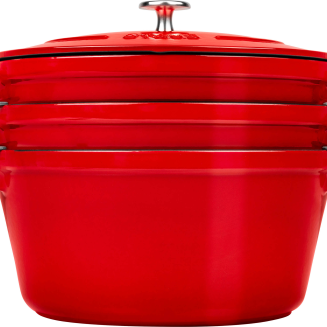 Zestaw 3 naczyń żeliwnych z pokrywą Staub czerwony - 8