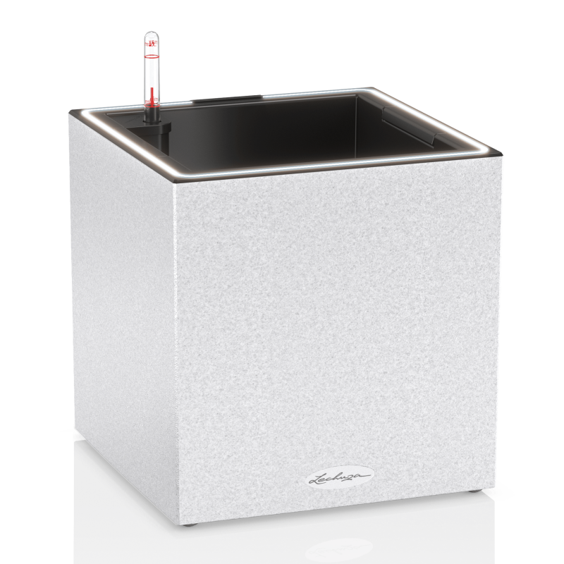 Lechuza Canto Stone flowerpot 30 LED cube white quartz