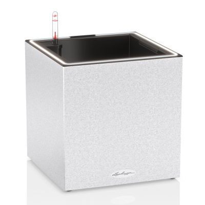 Donica Lechuza Canto Stone 30 LED kostka biały kwarcowy