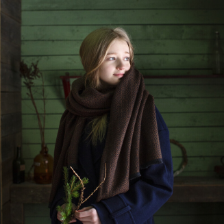 Szal z wełny merino Lapuan Kankurit Koli black-brown 60x220 cm - 3