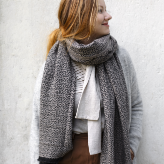 Szal z wełny merino Lapuan Kankurit Koli beige-black 60x220 cm - 2