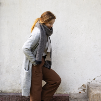 Szal z wełny merino Lapuan Kankurit Koli beige-black 60x220 cm - 3