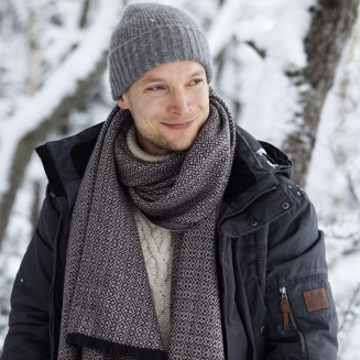 Szal z wełny merino Lapuan Kankurit Koli beige-black 60x220 cm - 4