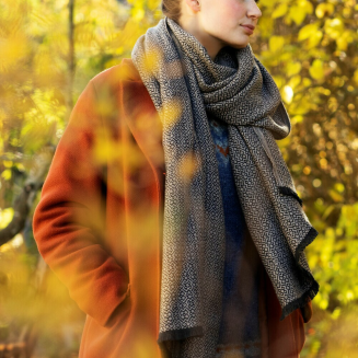 Szal z wełny merino Lapuan Kankurit Koli beige-black 60x220 cm - 5