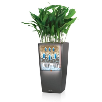  Lechuza Cubico Alto Premium 40 black gloss flowerpot - 4