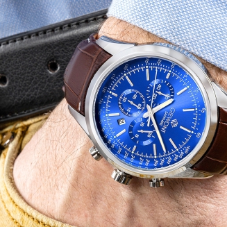 Zegarek Męski Giewont Chronograph Sapphire Srebrno Niebieski GW7650-A5 - 4