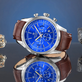 Zegarek Męski Giewont Chronograph Sapphire Srebrno Niebieski GW7650-A5 - 6