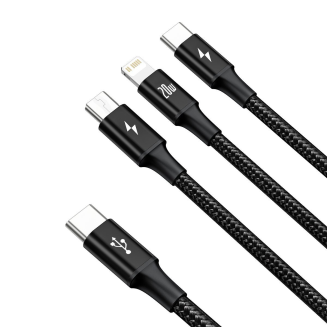 Kabel BASEUS Rapid Series USB-A-micro USB/Lightning/USB-C 1.5m (czarny) - 2