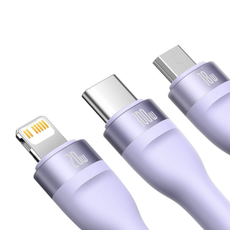  BASEUS Flash Series 2 USB-C 3-in-1 Cable 1.5m (Purple) - 4
