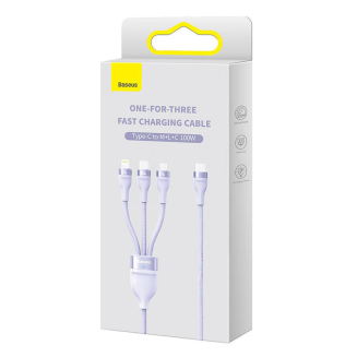 Kabel BASEUS Flash Series 2 USB-C-3w1 1.5m (fioletowy) - 6