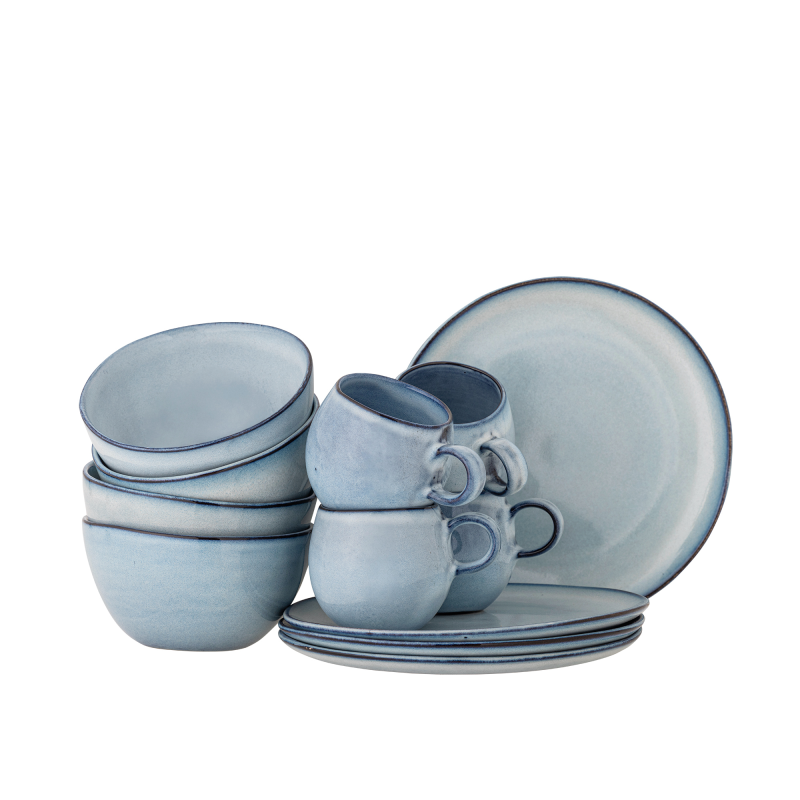 Zestaw porcelany śniadaniowy Bloomingville Sandrine Blue 12 szt.