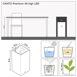 Lechuza Canto Premium 40 LED flowerpot, glossy white column - 6