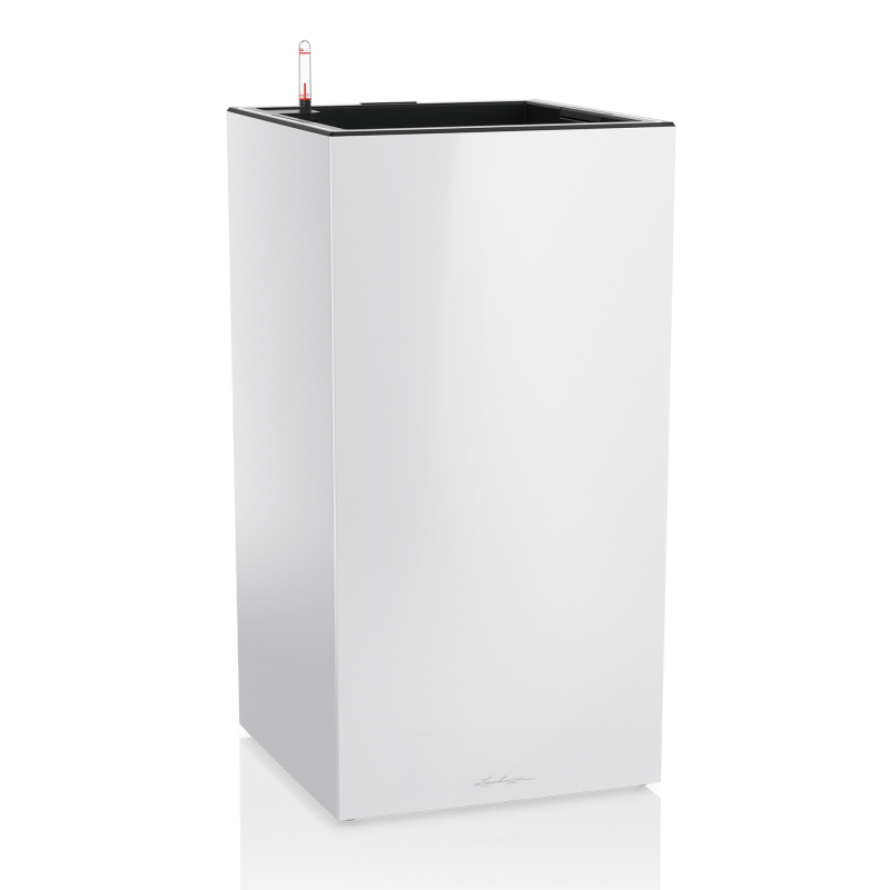 Lechuza Canto Premium 40 LED flowerpot, glossy white column