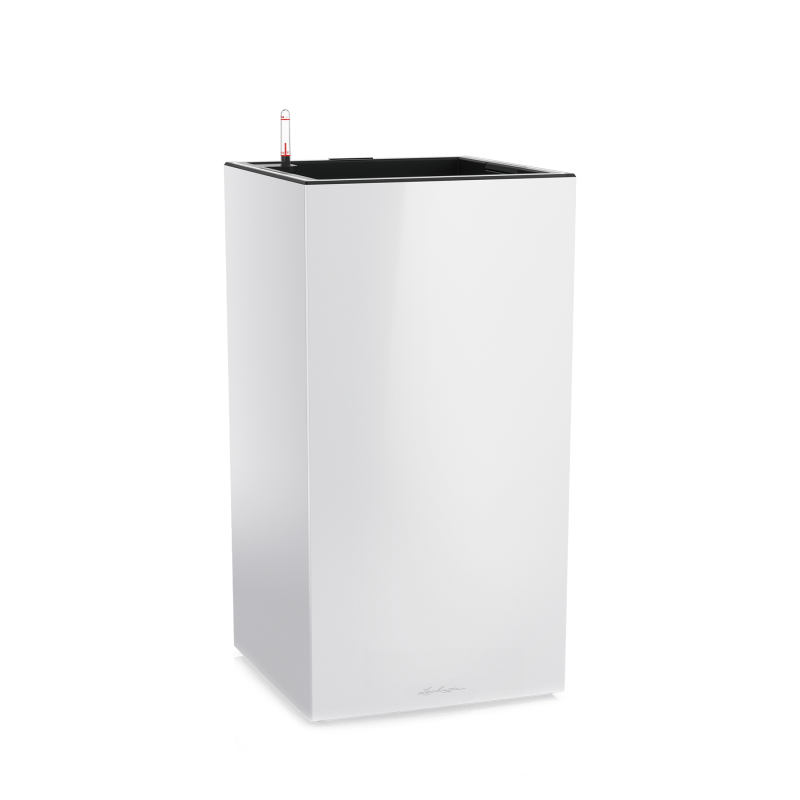 Lechuza Canto Premium 40 LED flowerpot, glossy white column