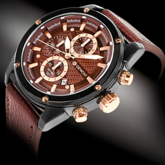 Zegarek Męski Giewont Chronograph Sapphire Czarno Brązowy GW8810-A3 - 2