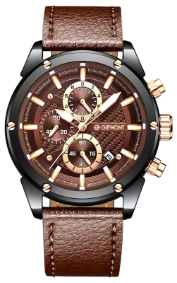 Zegarek Męski Giewont Chronograph Sapphire Czarno Brązowy GW8810-A3