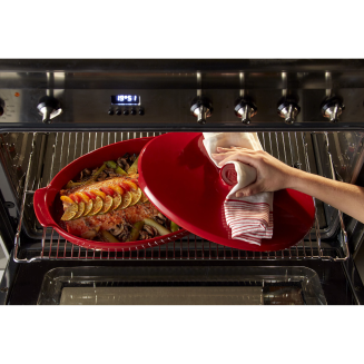  Emile Henry Papillote steamer for fish, 42 x 25 cm, red - 5