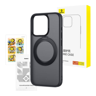 Etui Baseus SkyRing Magnetic ze stojakiem dla iP 15 Pro + szkło hartowane i zestaw czyszczący (czarny) - 5