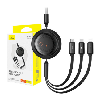 Kabel USB 3w1 Baseus Free2Draw USB do micro USB+Lightning+USB-C, 3.5A, 1.1m (czarny) - 9