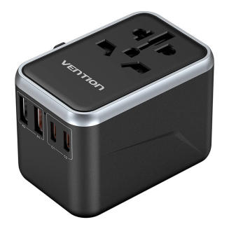 Adapter podróżny uniwersalny 65W Vention FJFB0 GaN 2xUSB-C 2xUSB-A (czarny) - 3
