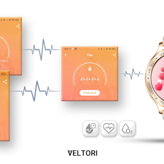 Smartwatch Damski VELTORI VT350-1 Bransoleta Różowe Złoto - 18