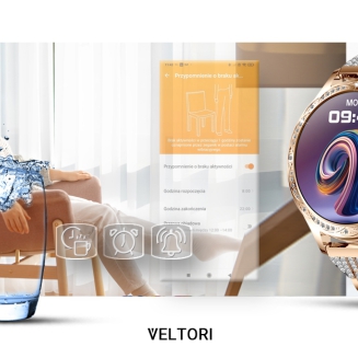 Smartwatch Damski VELTORI VT350-1 Bransoleta Różowe Złoto - 19