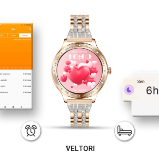 Smartwatch Damski VELTORI VT350-1 Bransoleta Różowe Złoto - 20