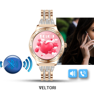 Smartwatch Damski VELTORI VT350-1 Bransoleta Różowe Złoto - 25