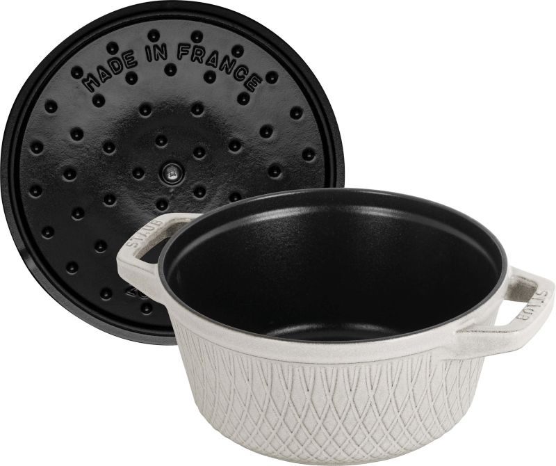  Staub round cast iron pot - 2.3 ltr, white truffle