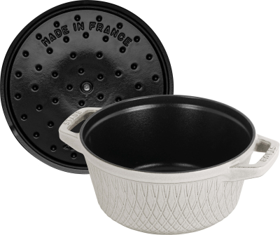  Staub round cast iron pot - 2.3 ltr, white truffle