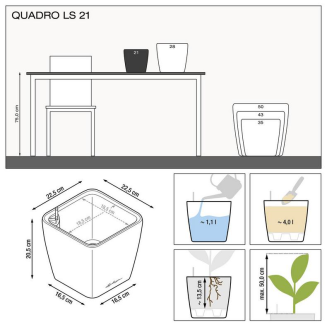 Donica Lechuza Quadro Premium LS 21 | 28 | 35 | 43 | 50 czarny połysk - 5