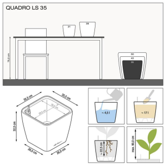Donica Lechuza Quadro Premium LS 21 | 28 | 35 | 43 | 50 czarny połysk - 7