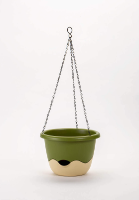 PLASTIA MARETA Donica samonawadniająca okrągła 25 cm zielono-beżowy