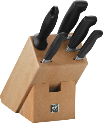 Zestaw 4 noży + ostrzałka w bloku Zwilling Four Star | JESIENNA PROMOCJA