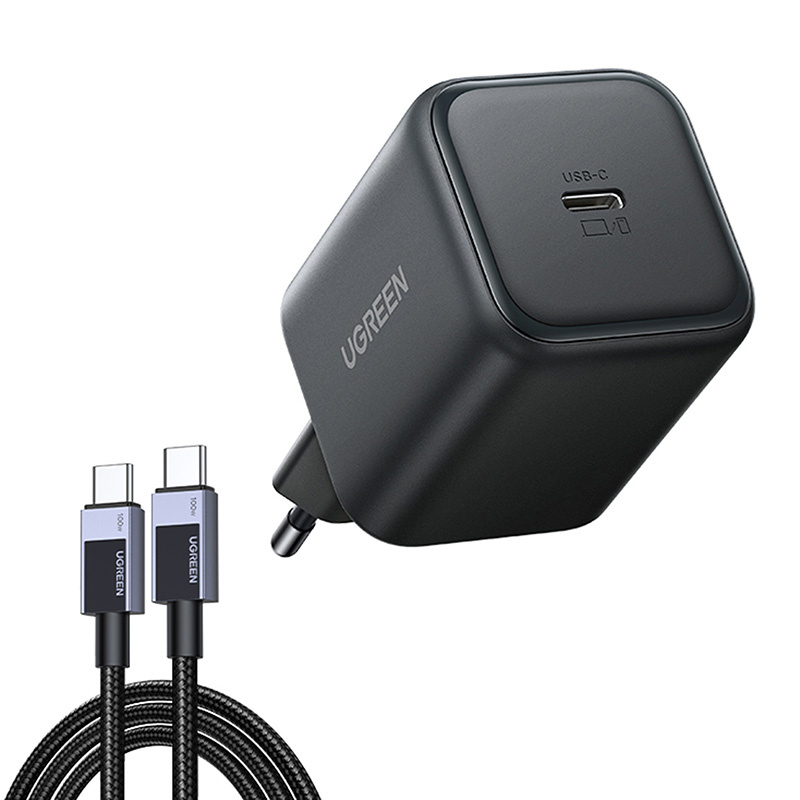 Ładowarka sieciowa UGREEN X524, 45W, USB-C GaN (czarna) + kabel 1m