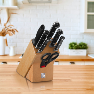 Zestaw 5 noży + ostrzałka + nożyce w bloku Zwilling Professional S - 10