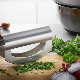  Gefu Viavo knife for herbs and greens with an acacia board - 2