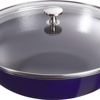 Wok żeliwny z pokrywką Staub - 30 cm, Niebieski - 2