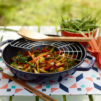 Wok żeliwny z pokrywką Staub - 30 cm, Niebieski - 3
