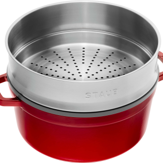 Garnek żeliwny okrągły z wkładem Staub - 3.8 ltr, Czerwony - 2