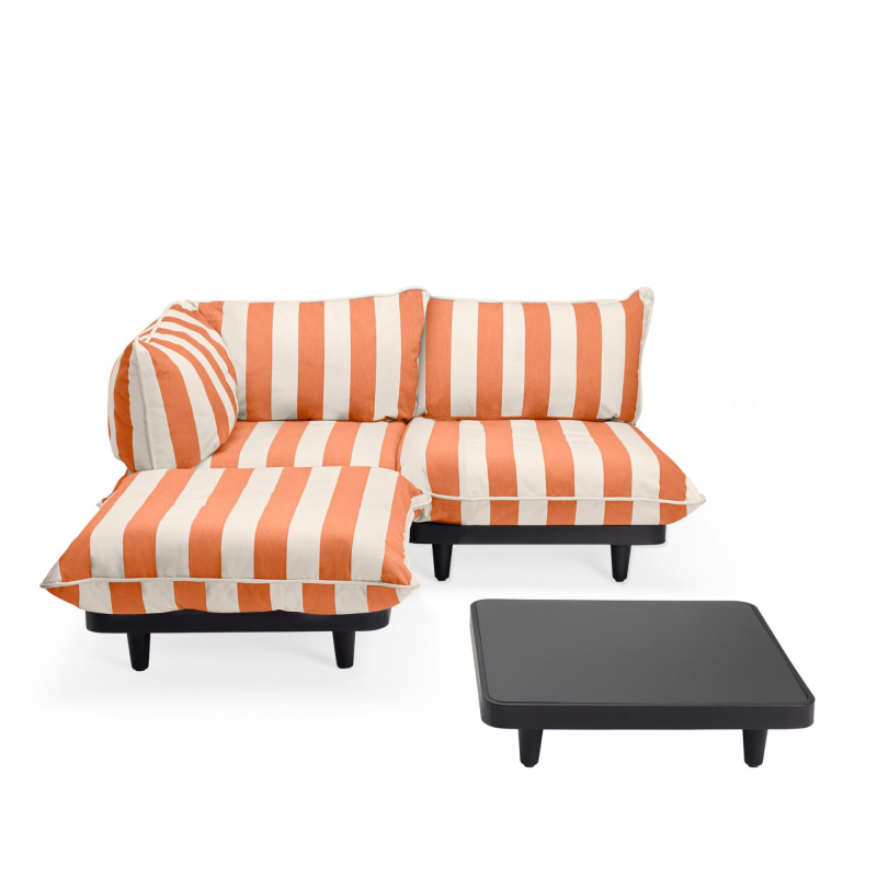 Zestaw mebli ogrodowych Fatboy Paletti Set Medium Stripe Orange Creme ze stolikiem | PROMOCJA: POKROWIEC GRATIS!