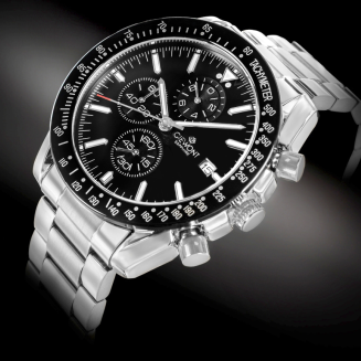 Zegarek Męski Giewont Chronograph Sapphire Srebrno Czarny GW8720-B2 - 2