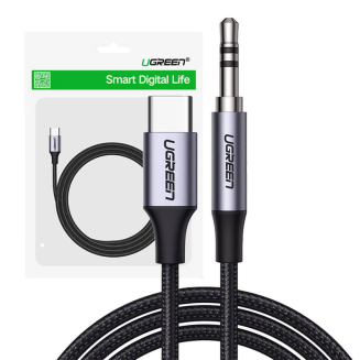 Kabel USB-C UGREEN CM450 do mini jack 3.5mm AUX, 1m (czarny) - 5