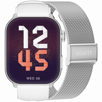 Smartwatch Damski GRAVITY GT28-10 Pasek + Bransoleta Biało Srebrny