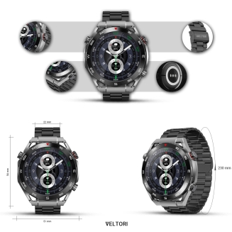 Smartwatch VELTORI VT100-1 + Czarny Pasek Silikonowy + Czarny Eko Skóra - 14