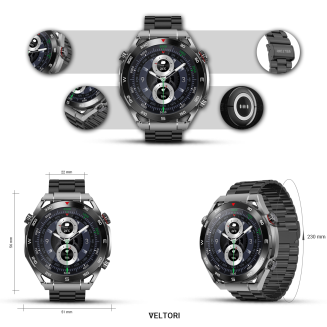 Smartwatch VELTORI VT100-1 + Czarny Pasek Silikonowy + Czarny Eko Skóra - 14